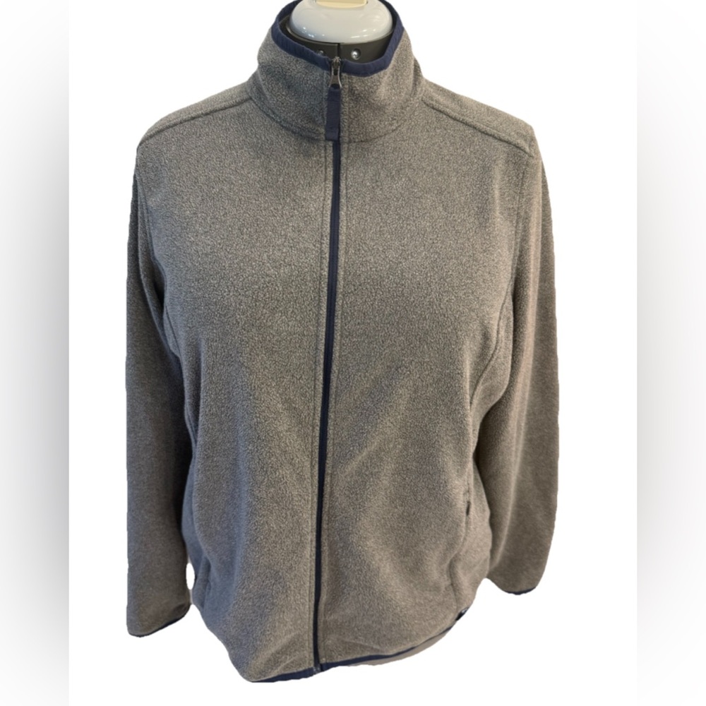 LL Bean Full Zip Fleece Jacket Gray Outdoor Hiking Light Pullover Womens L